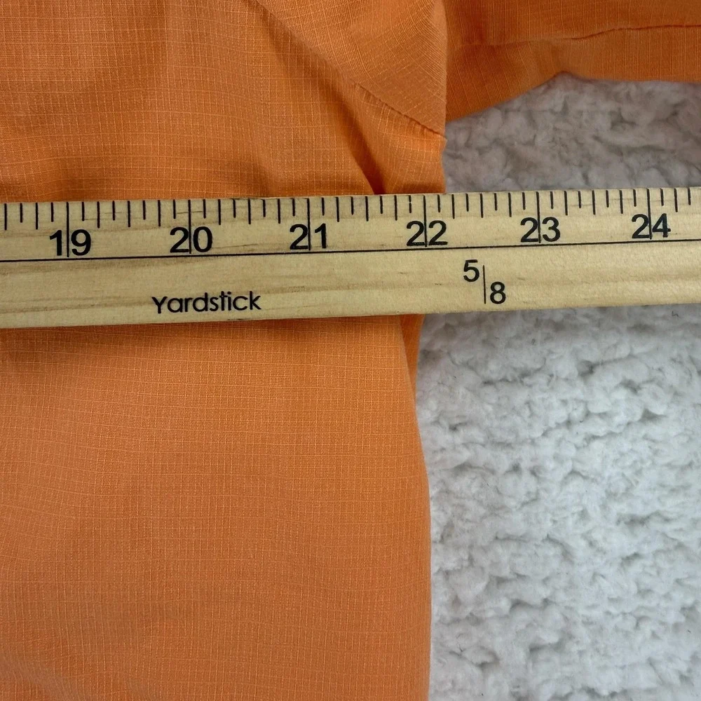 Chico's Jacket Womens 3 Orange Twill Zip Front 3/4 Sleeve Utility Pockets